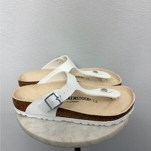 NWOT Birkenstock Womens Gizeh White Birko Flor Thong Sandals EUR Size 37 US 6